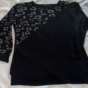 Cable & Gauge - Black Sweater with Gray Leopard Accent